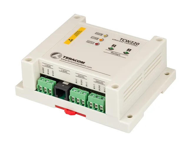 TCW220 | Ethernetový univerzální data logger, 2x DI, 2x AI, 2x relé, 8x čidlo 1-Wire